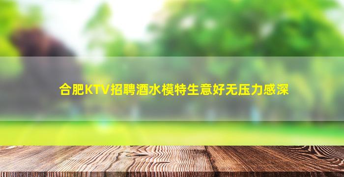 合肥KTV招聘酒水模特生意好无压力感深